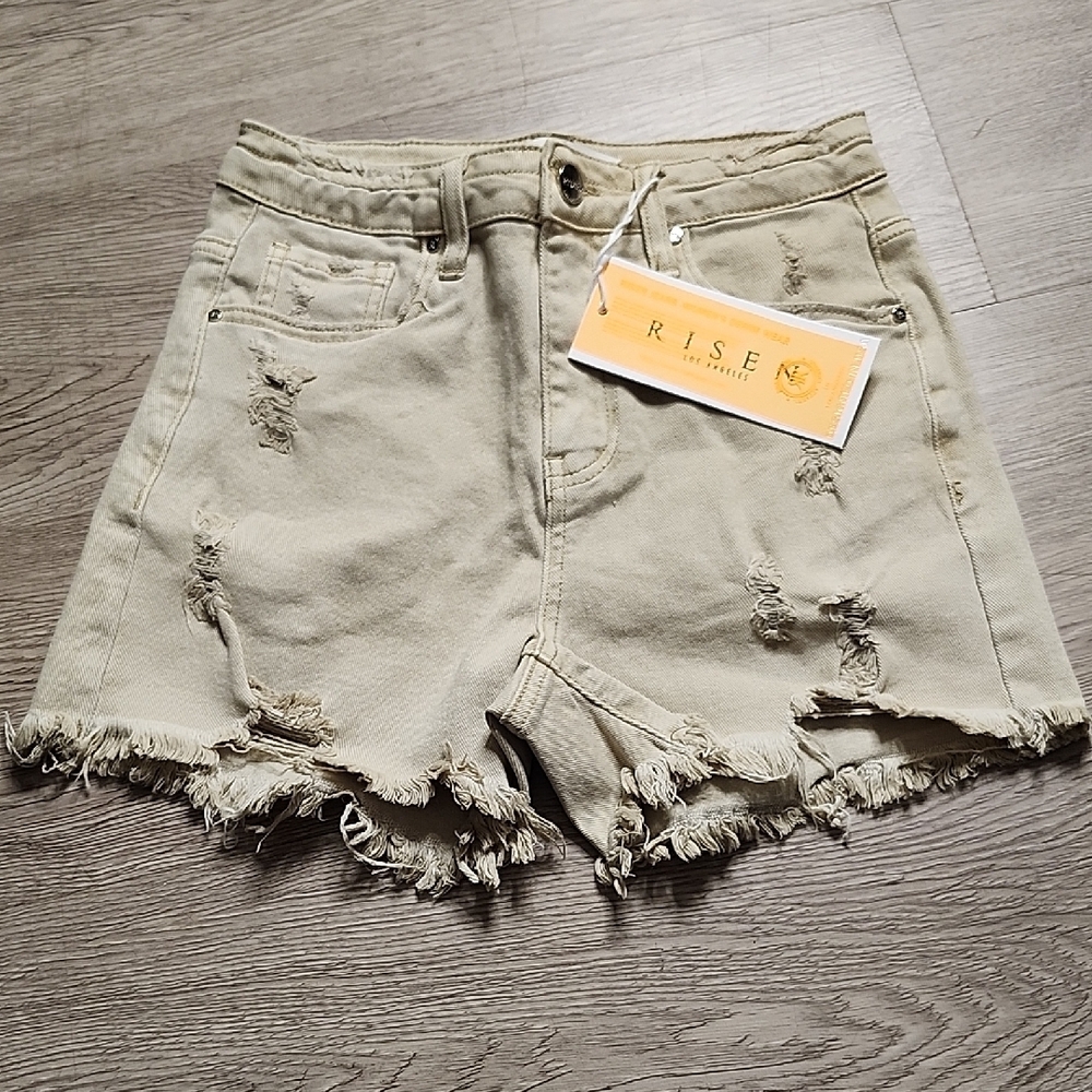 Rise Jeans Distressed Frayed Hem Jean Shorts for Women NWT - Picture 2 of 6